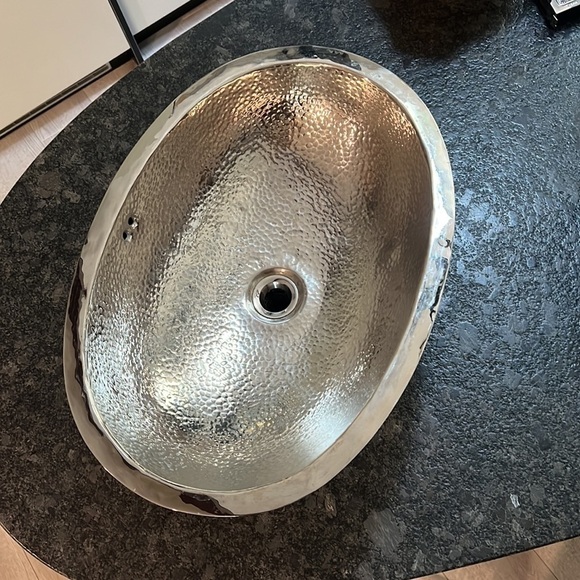 20” Hammered Satin Nickel Under Mount Oval Sink Made in Mexico - Picture 11 of 12